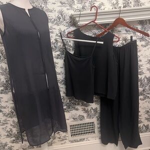 Eileen Fisher 4 piece set of sleeveless duster, pants and 2 camisole XS